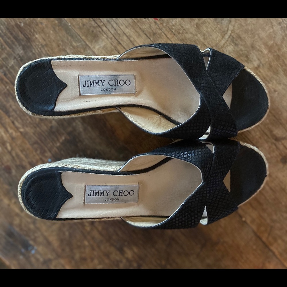 Jimmy Choo Espadrilles Black Embossed